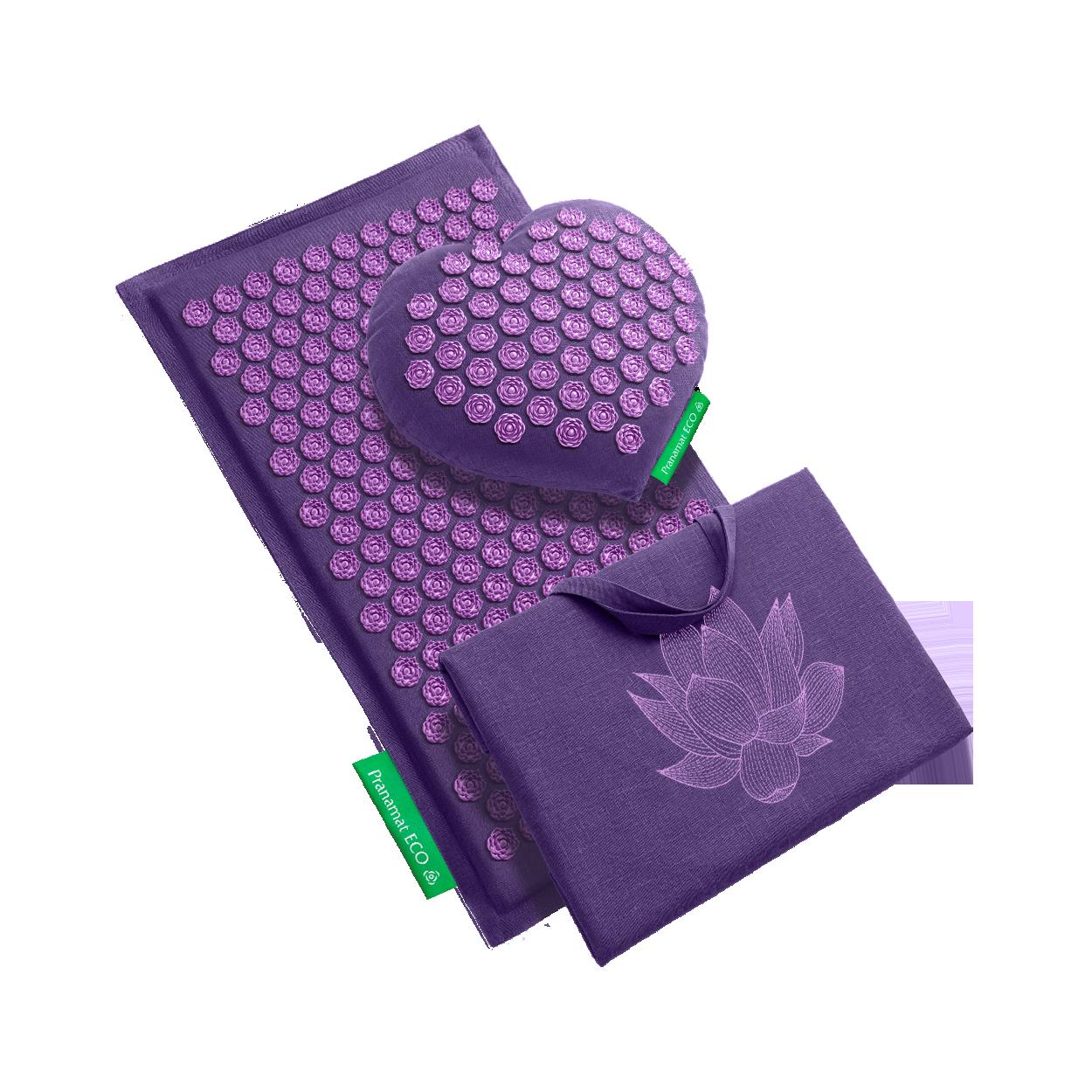Pranamat Set (Matte + Herz + XL Tasche) Violett & Violett