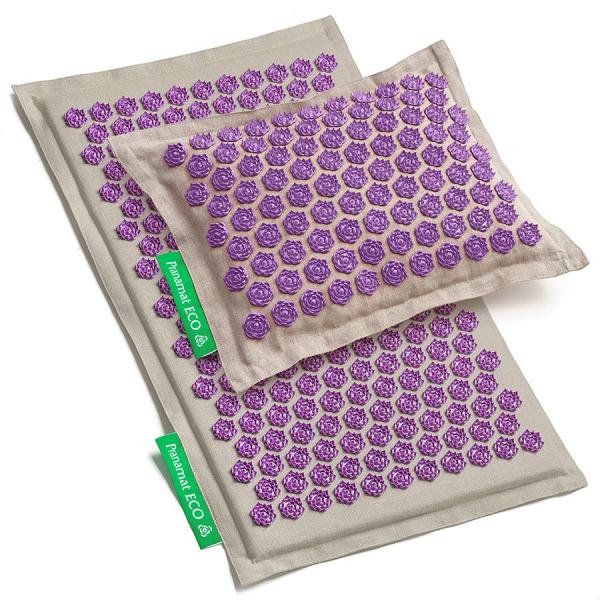 Pranamat ECO Set (Matte + Kissen) Beige & Violett
