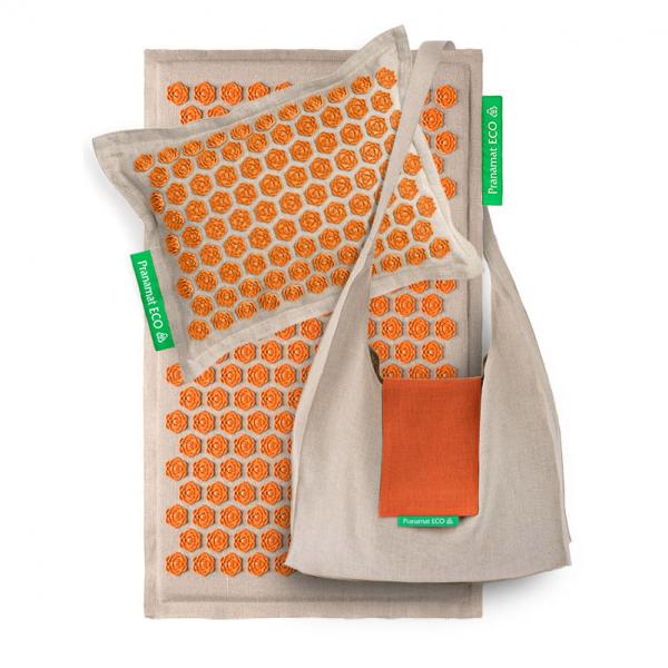 Pranamat ECO Set (Matte + Kissen + Tasche) Beige & Orange