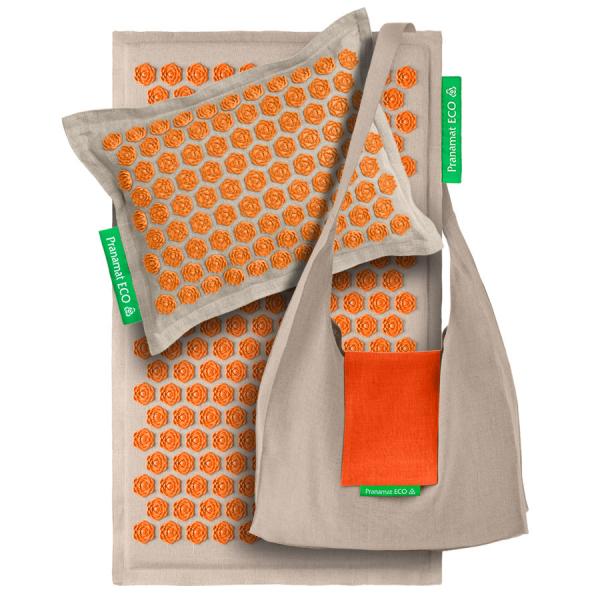 Pranamat ECO Set (Matte + Kissen + Tasche) Beige & Orange