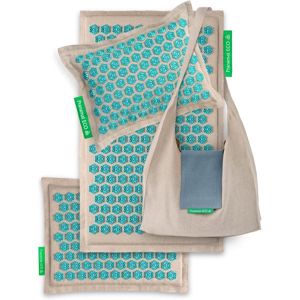 Pranamat ECO Set (Matte + Kissen + Mini + Tasche) Beige & Türkis