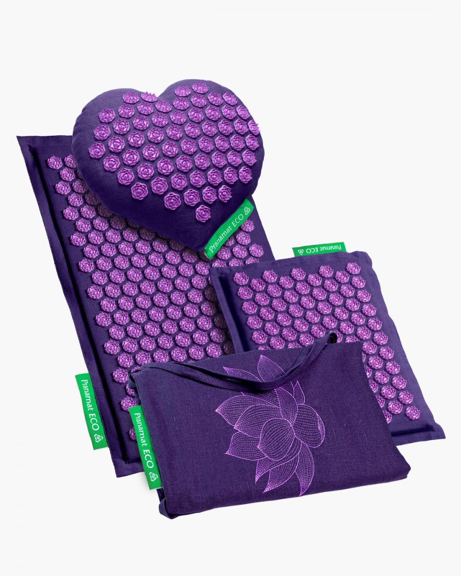 Pranamat ECO Set (Matte + Herz + Mini + XL Tasche) Violett & Violett